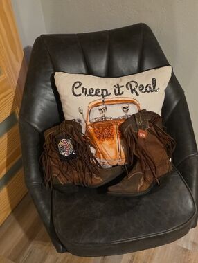 Fringe Western Cowgirl Boots - Brown